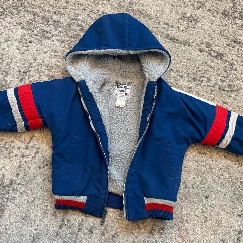 Boys Vintage Weather Tamer Sherpa-Lined Hooded Jacket – Made in USA – Size 7